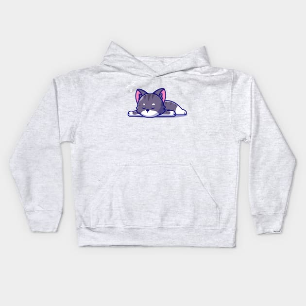 Cute Cat Sleeping Cartoon Kids Hoodie by Catalyst Labs